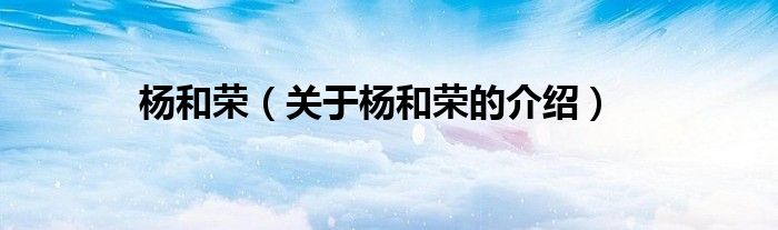 杨和荣（关于杨和荣的介绍）