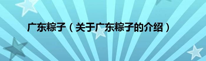广东粽子（关于广东粽子的介绍）