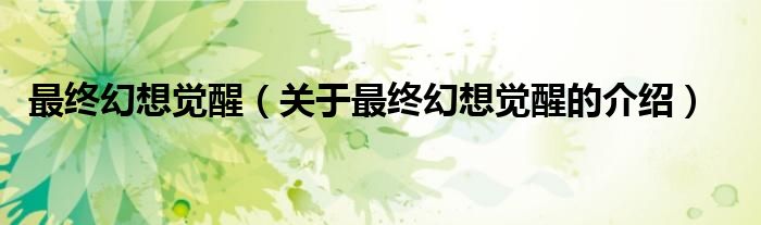 最终幻想觉醒（关于最终幻想觉醒的介绍）