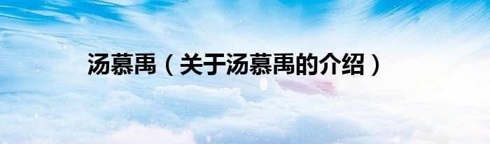 汤慕禹（关于汤慕禹的介绍）