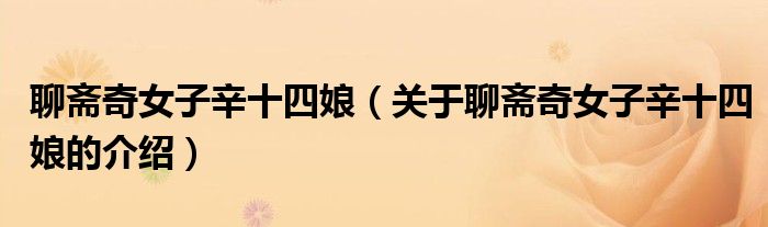 聊斋奇女子辛十四娘（关于聊斋奇女子辛十四娘的介绍）