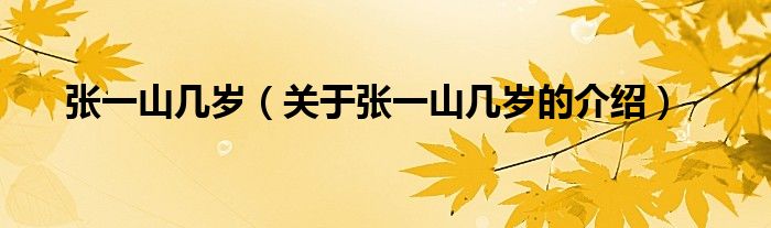 张一山几岁（关于张一山几岁的介绍）