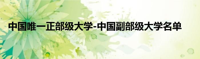 中国唯一正部级大学-中国副部级大学名单