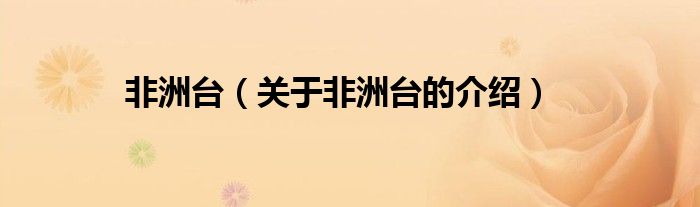 非洲台（关于非洲台的介绍）