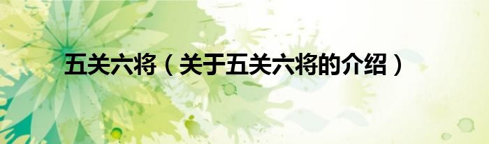五关六将（关于五关六将的介绍）