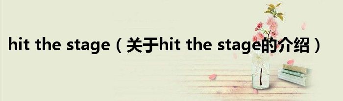 hit the stage（关于hit the stage的介绍）