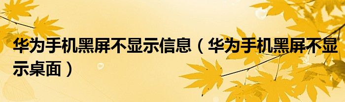 华为手机黑屏不显示信息（华为手机黑屏不显示桌面）