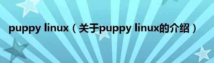 puppy linux（关于puppy linux的介绍）