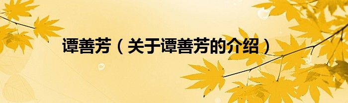 谭善芳（关于谭善芳的介绍）