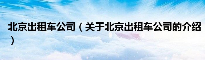 北京出租车公司（关于北京出租车公司的介绍）