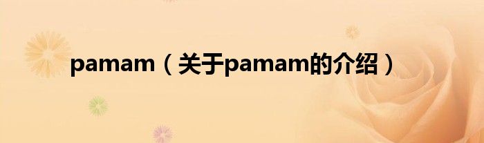 pamam（关于pamam的介绍）
