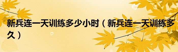 新兵连一天训练多少小时（新兵连一天训练多久）
