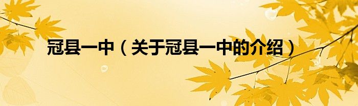 冠县一中（关于冠县一中的介绍）
