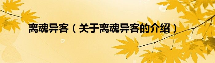 离魂异客（关于离魂异客的介绍）