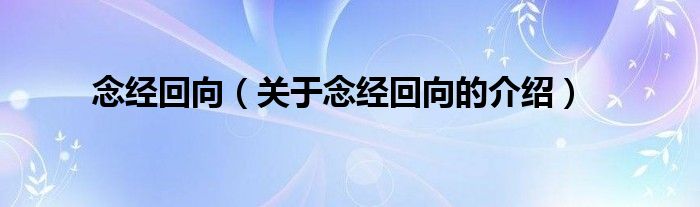 念经回向（关于念经回向的介绍）