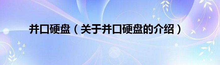 并口硬盘（关于并口硬盘的介绍）