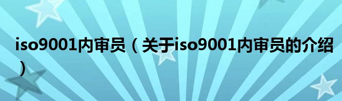 iso9001内审员（关于iso9001内审员的介绍）