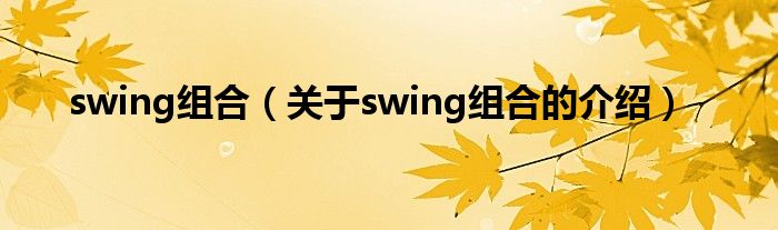 swing组合（关于swing组合的介绍）