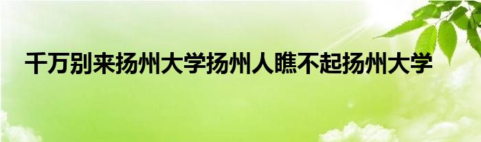 千万别来扬州大学扬州人瞧不起扬州大学