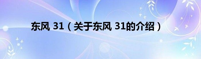 东风 31（关于东风 31的介绍）