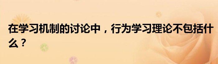 在学习机制的讨论中，行为学习理论不包括什么？