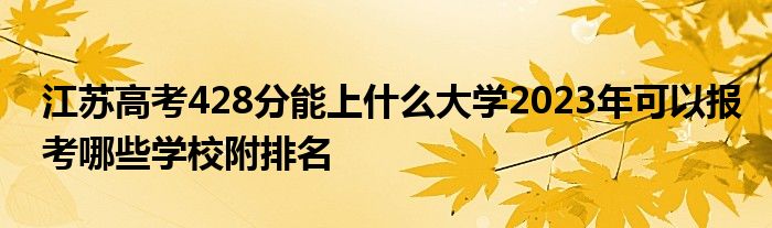 江苏高考428分能上什么大学2023年可以报考哪些学校附排名