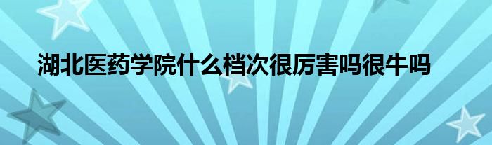 湖北医药学院什么档次很厉害吗很牛吗