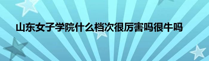 山东女子学院什么档次很厉害吗很牛吗