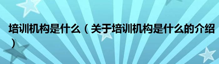 培训机构是什么（关于培训机构是什么的介绍）