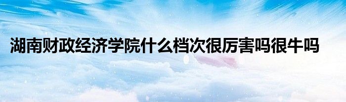 湖南财政经济学院什么档次很厉害吗很牛吗