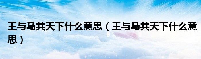 王与马共天下什么意思（王与马共天下什么意思）