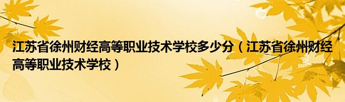江苏省徐州财经高等职业技术学校多少分（江苏省徐州财经高等职业技术学校）
