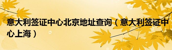 意大利签证中心北京地址查询（意大利签证中心上海）