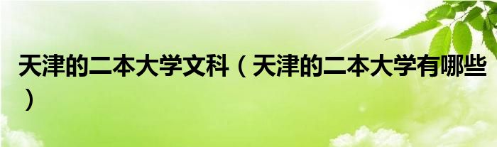天津的二本大学文科（天津的二本大学有哪些）