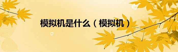 模拟机是什么（模拟机）