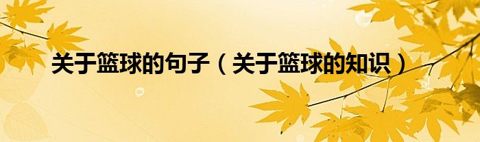 关于篮球的句子（关于篮球的知识）