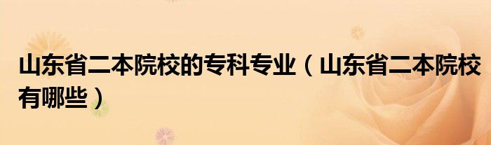 山东省二本院校的专科专业（山东省二本院校有哪些）
