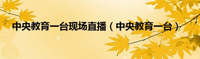 中央教育一台现场直播（中央教育一台）