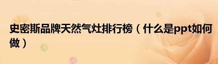 史密斯品牌天然气灶排行榜（什么是ppt如何做）