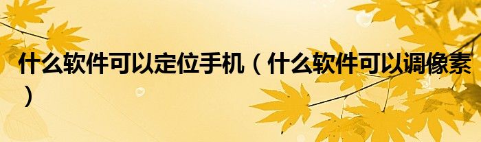 什么软件可以定位手机（什么软件可以调像素）