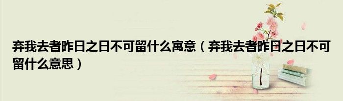 弃我去者昨日之日不可留什么寓意（弃我去者昨日之日不可留什么意思）