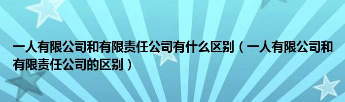 一人有限公司和有限责任公司有什么区别（一人有限公司和有限责任公司的区别）