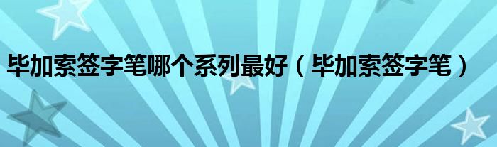 毕加索签字笔哪个系列最好（毕加索签字笔）