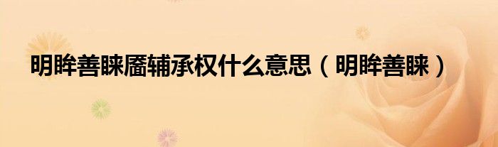 明眸善睐靥辅承权什么意思（明眸善睐）