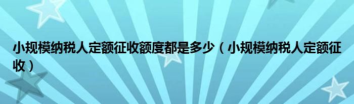 小规模纳税人定额征收额度都是多少（小规模纳税人定额征收）