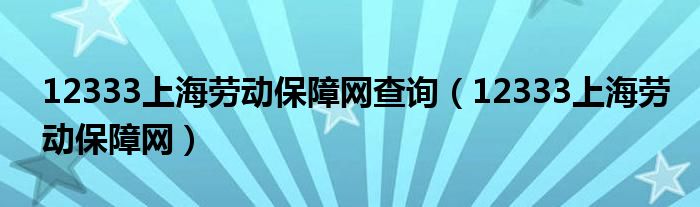 12333上海劳动保障网查询（12333上海劳动保障网）