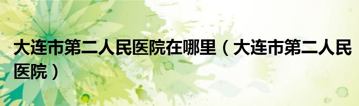 大连市第二人民医院在哪里（大连市第二人民医院）