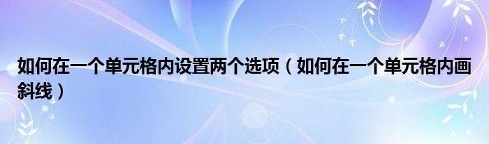 如何在一个单元格内设置两个选项（如何在一个单元格内画斜线）