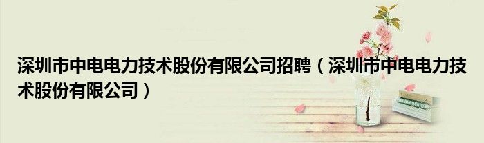深圳市中电电力技术股份有限公司招聘（深圳市中电电力技术股份有限公司）