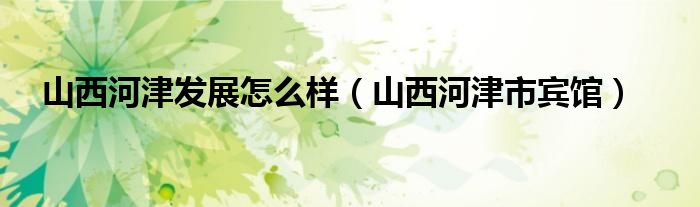 山西河津发展怎么样（山西河津市宾馆）